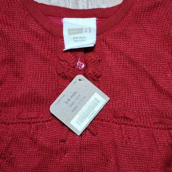 NWT BABY 8 Red Crochet Sweater Dress - Long Sleeves - 3-6 Months - Picture 3 of 3